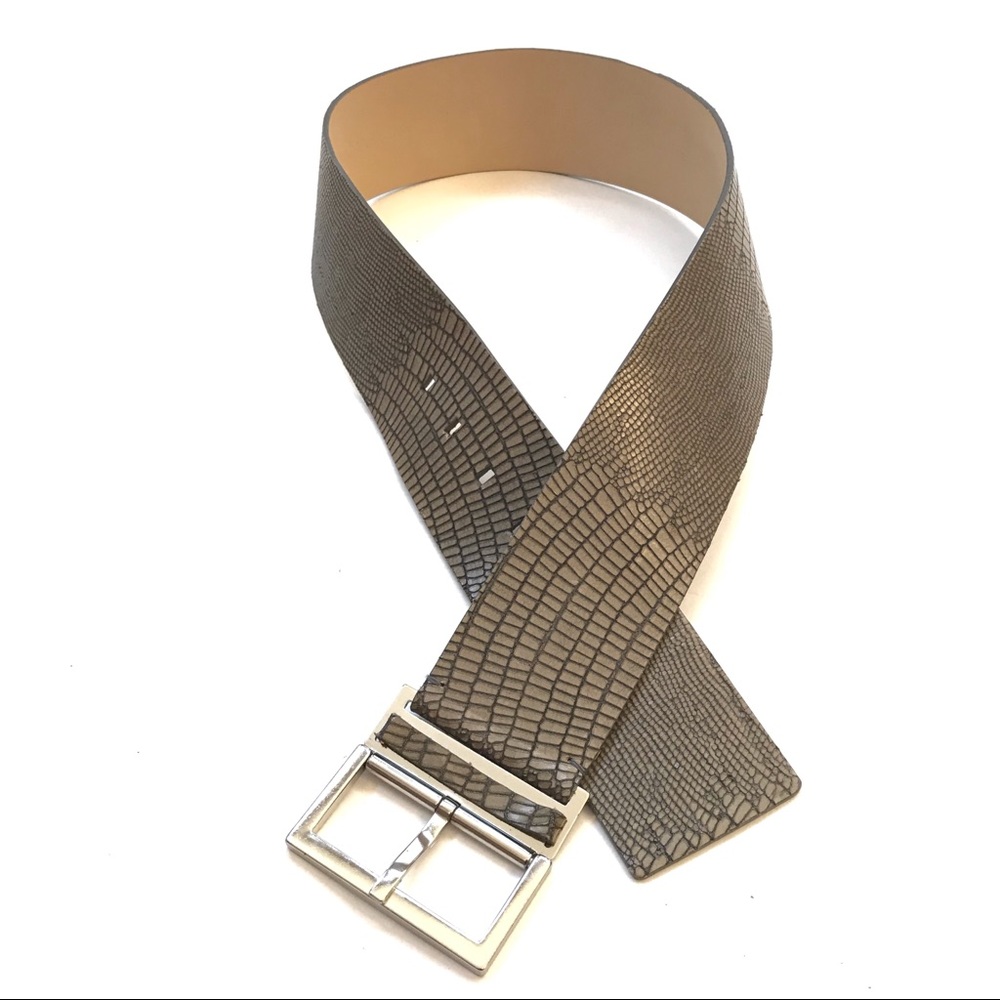 Banana Republic croc embossed wide leather belt XS